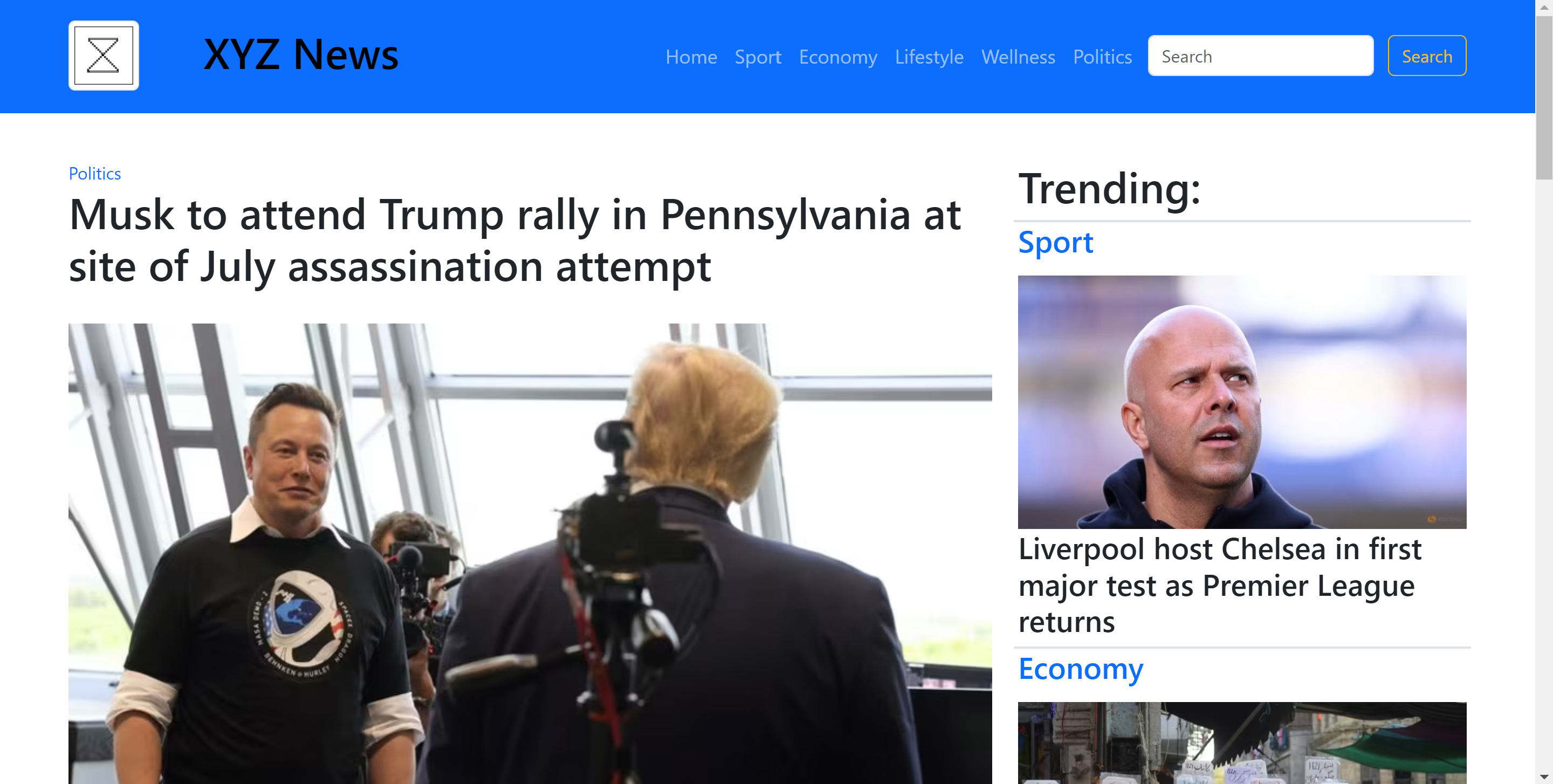 XYZ News Website Screenshot